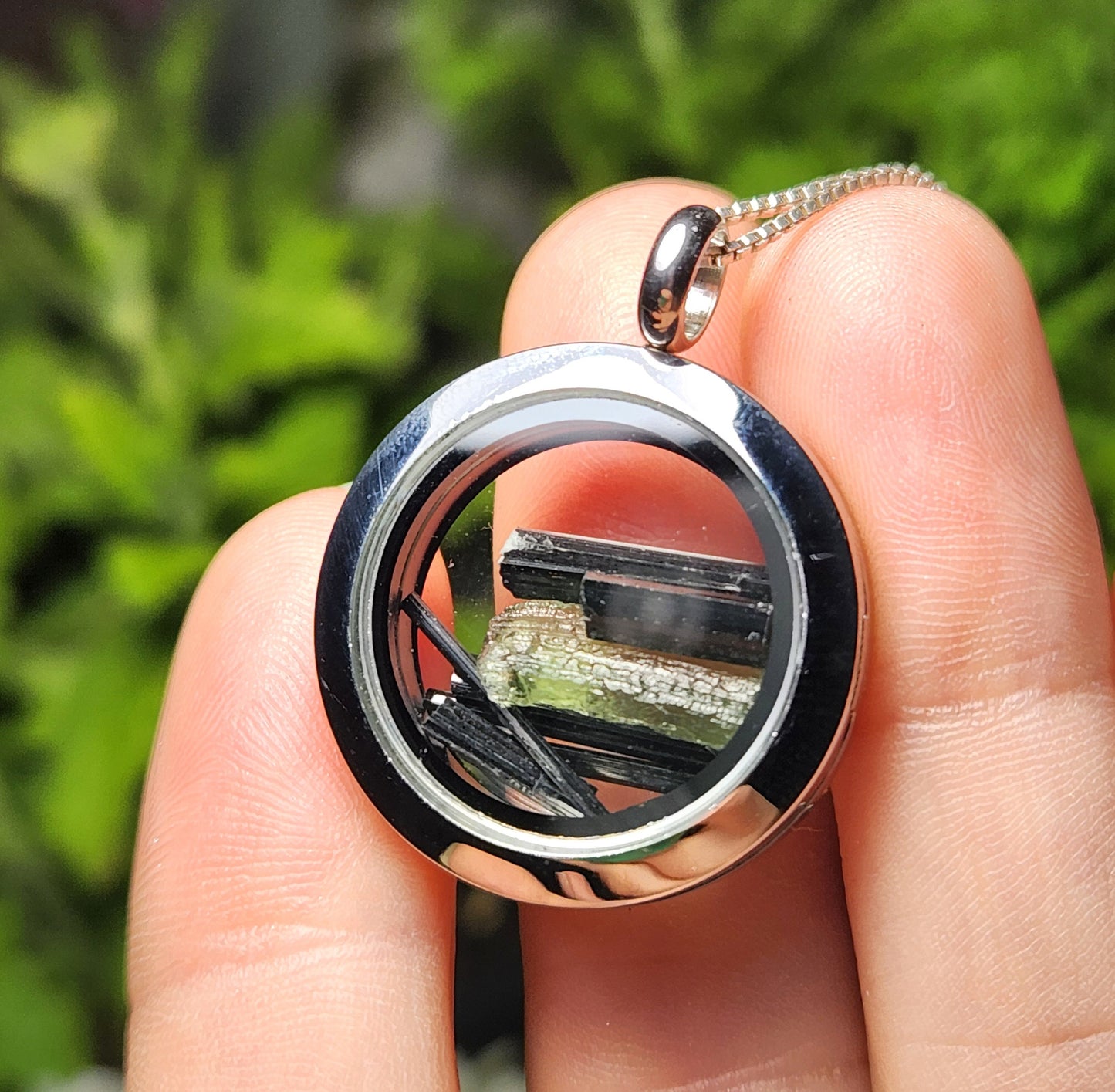 Moldavite & Black Tourmaline Necklace
