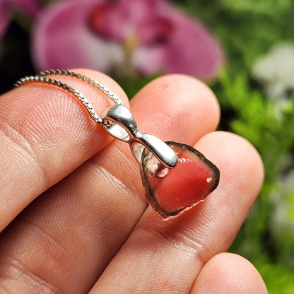 Watermelon Tourmaline Pendant, Pink and Green Tourmaline Jewelry