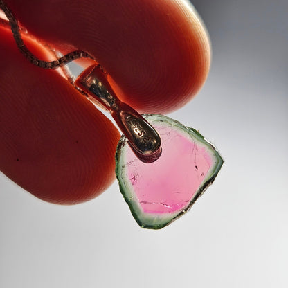 Watermelon Tourmaline Pendant, Pink and Green Tourmaline Jewelry