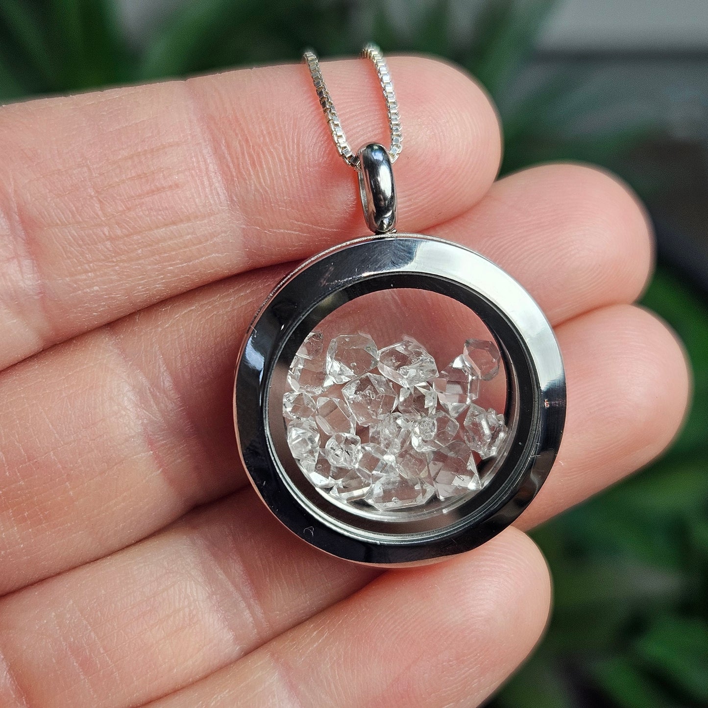 Herkimer Diamond Pendant, Herkimer Quartz Crystal Locket Necklace