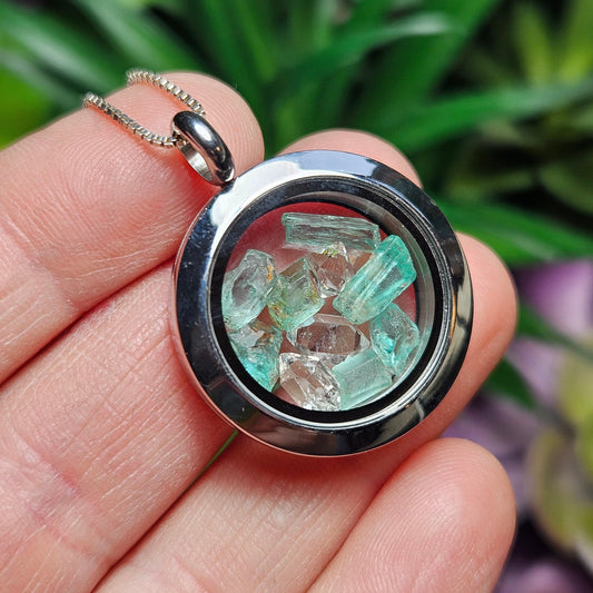 Emerald & Herkimer Diamond Pendant