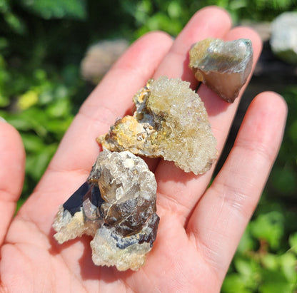 Hyalite Opal and Smoky Quartz