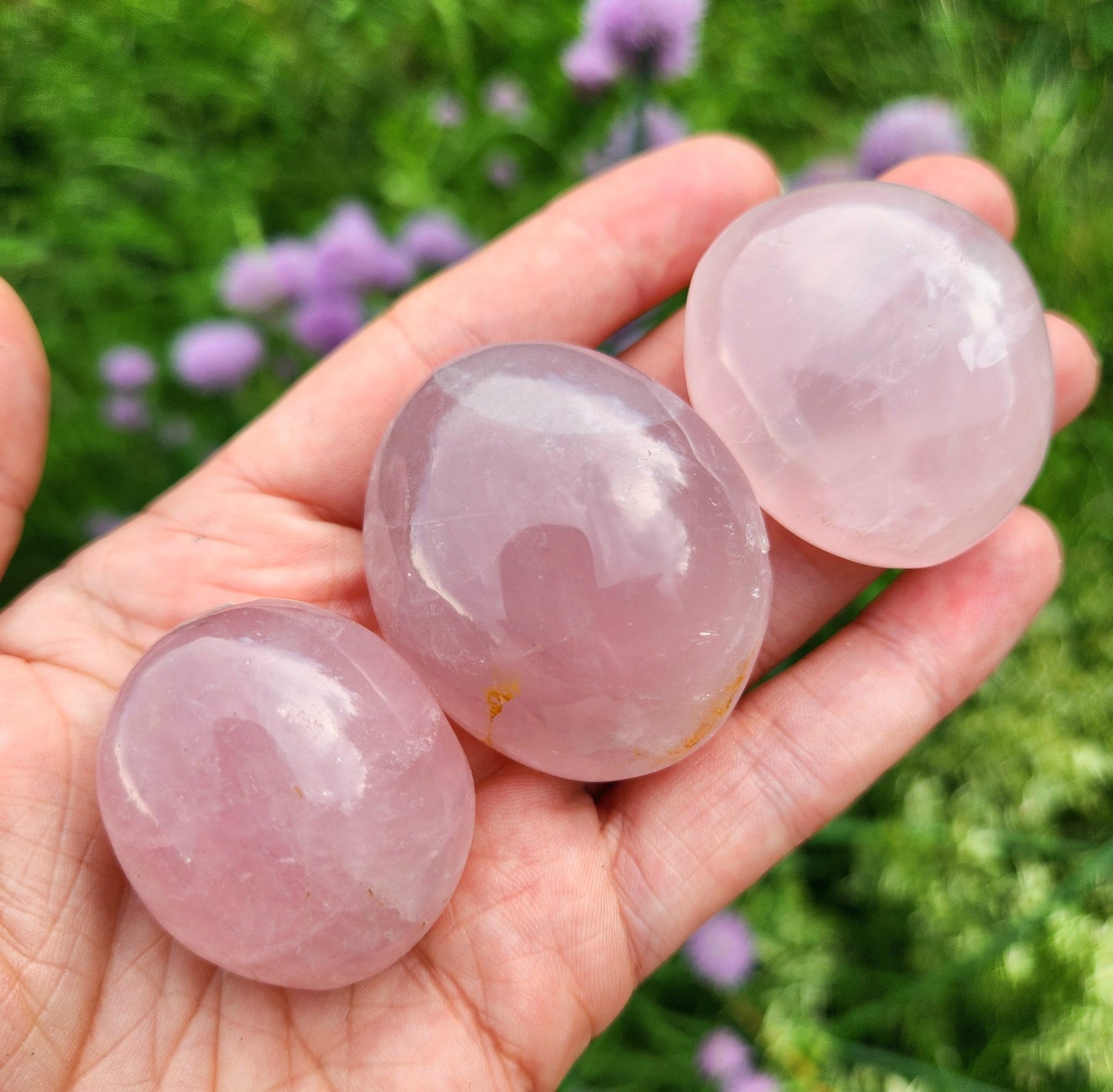 Rose Quartz Crystal Palm Stone, Polished Rose Quartz
