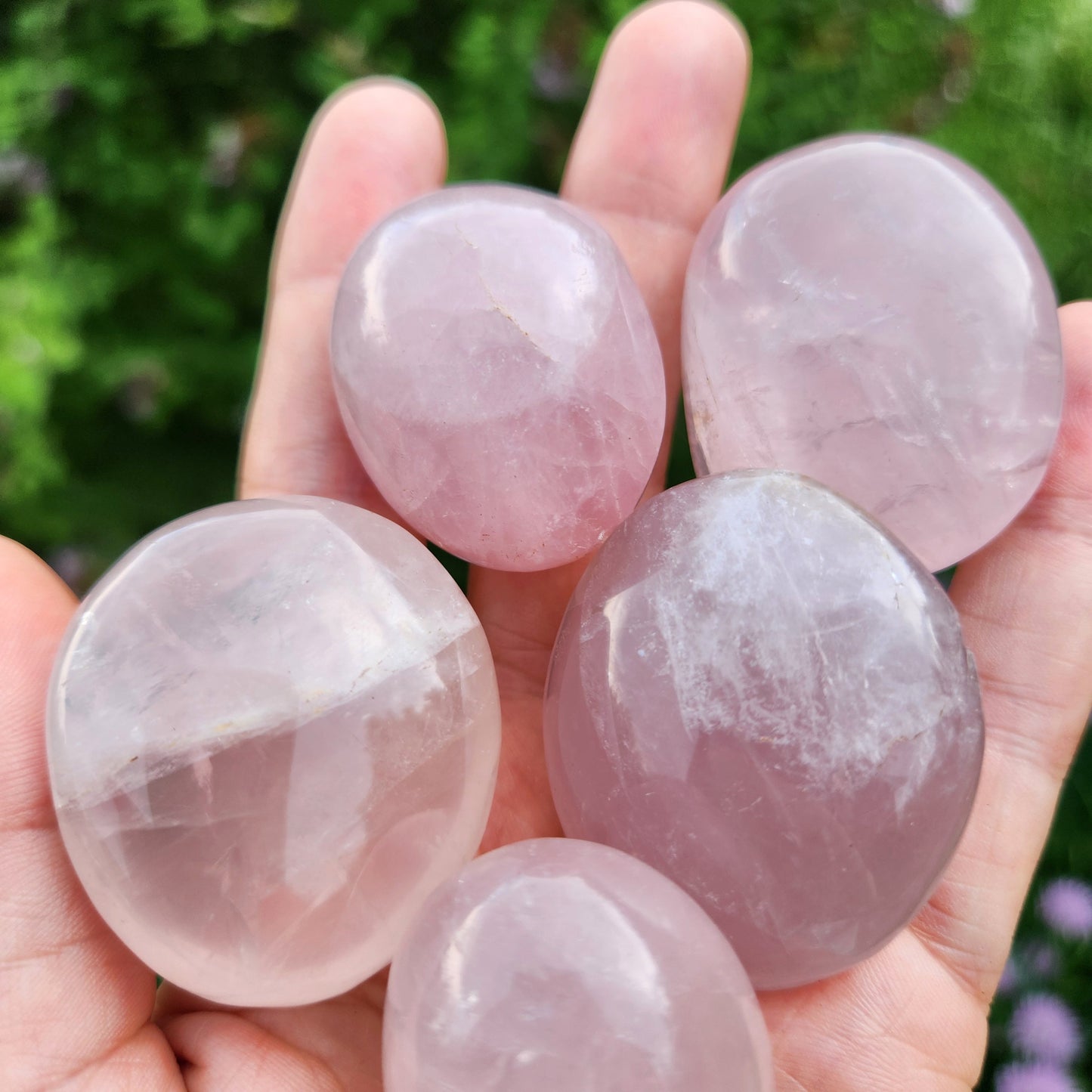 Rose Quartz Crystal Palm Stone, Polished Rose Quartz