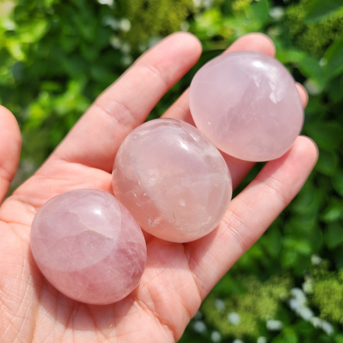 Rose Quartz Crystal Palm Stone, Polished Rose Quartz