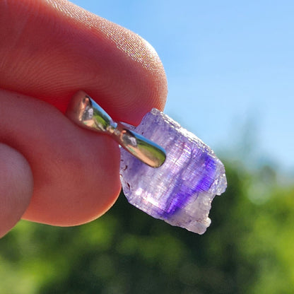 Tanzanite Crystal Pendant, Terminated Sterling Silver Purple Bi Colored Tanzanite Necklace