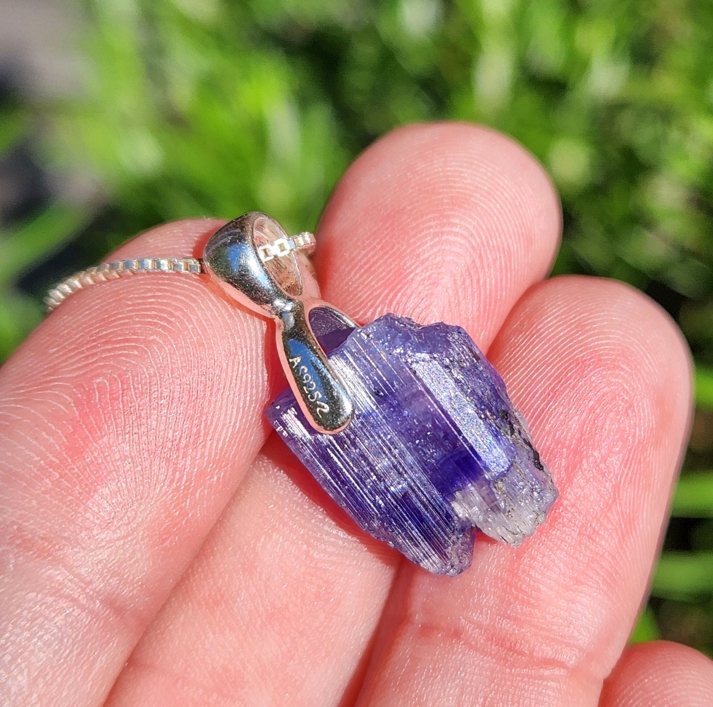 Tanzanite Crystal Pendant, Terminated Sterling Silver Purple Bi Colored Tanzanite Necklace