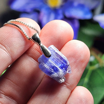 Tanzanite Crystal Pendant, Terminated Sterling Silver Purple Bi Colored Tanzanite Necklace