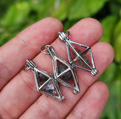 Herkimer Diamond & Anthraxolite Pendant