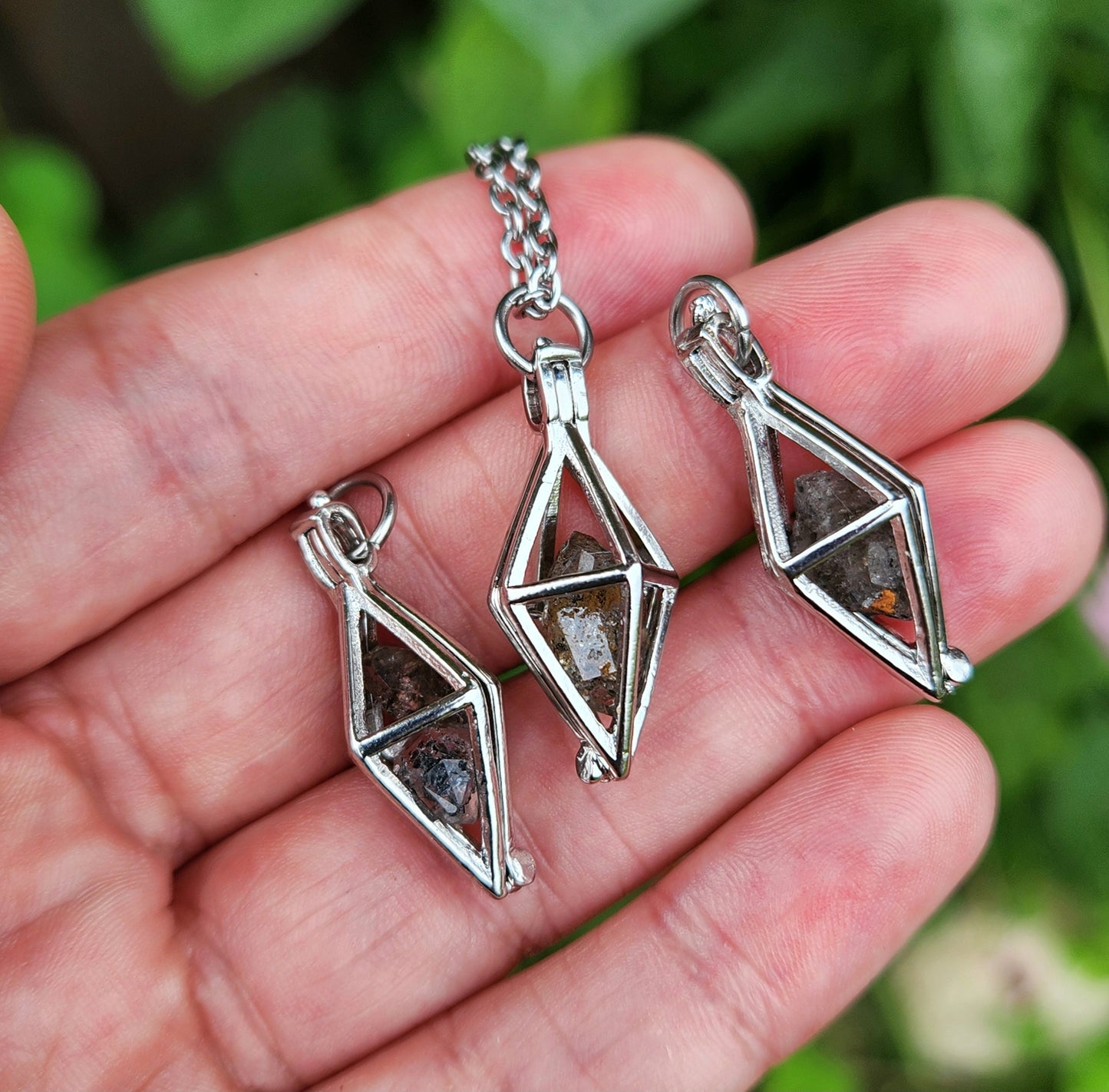 Herkimer Diamond & Anthraxolite Pendant