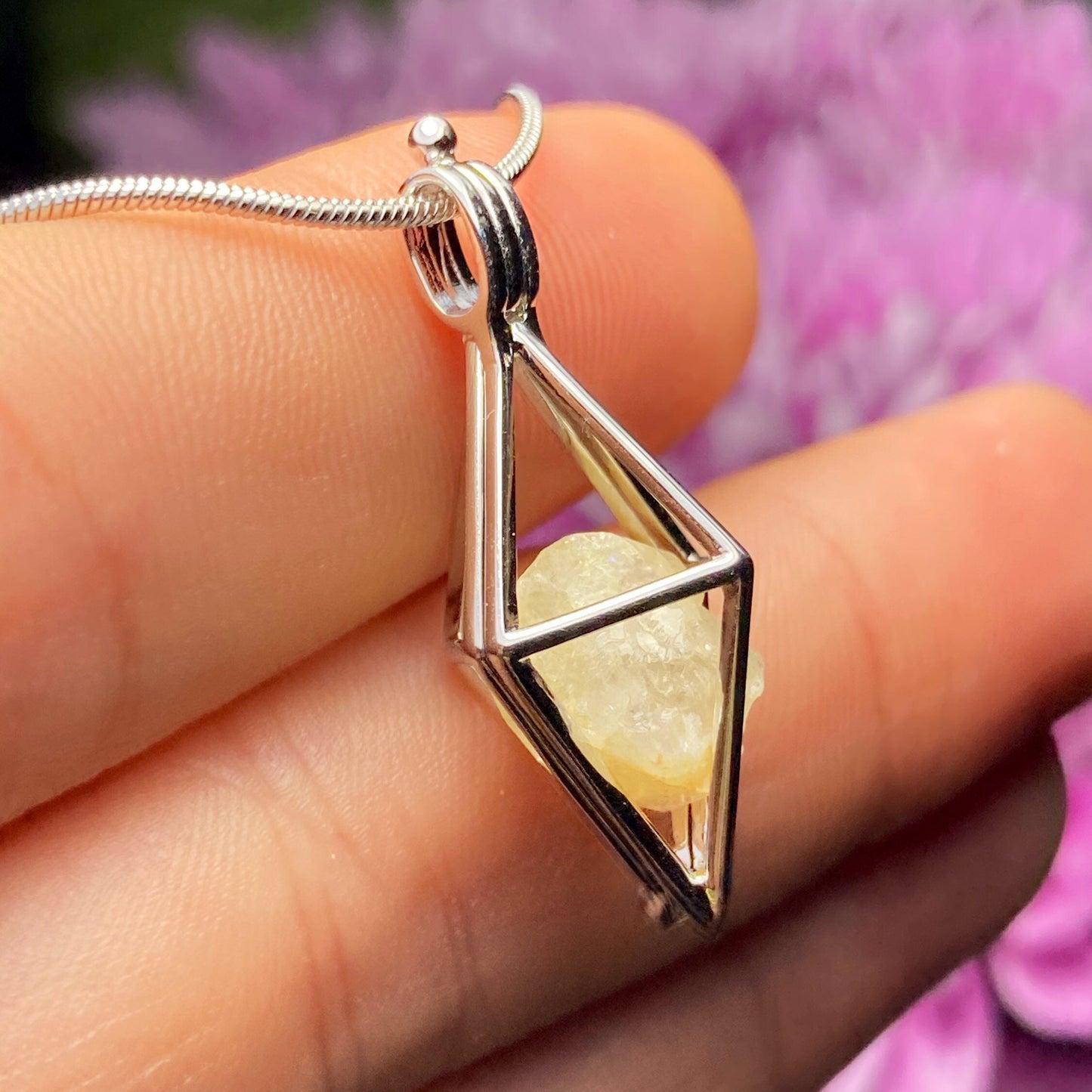 Golden Phenacite Pendant, Nigerian Phenacite Sterling Silver Necklace, Phenacite Necklace