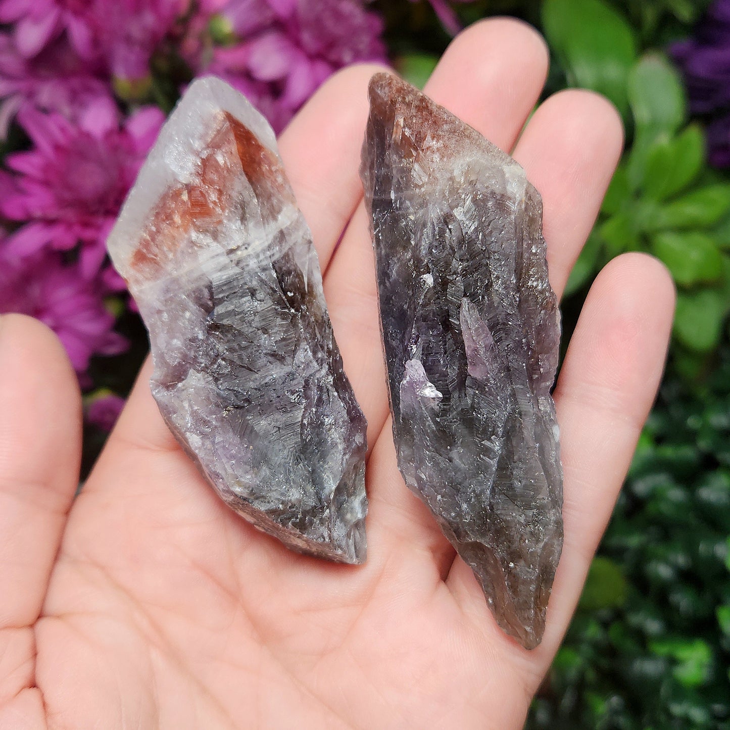 Red Capped Amethyst Crystal, Raw Hematite Amethyst Specimen