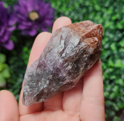 Red Capped Amethyst Crystal, Raw Hematite Amethyst Specimen