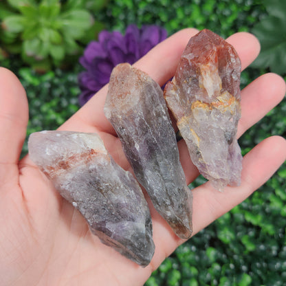 Red Capped Amethyst Crystal, Raw Hematite Amethyst Specimen