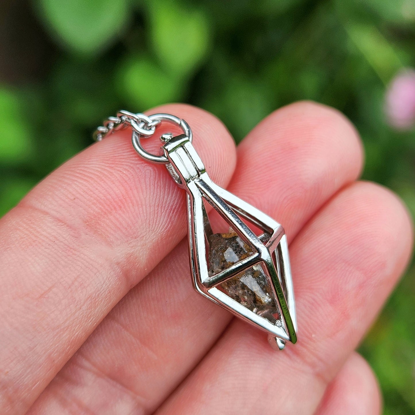 Herkimer Diamond & Anthraxolite Pendant