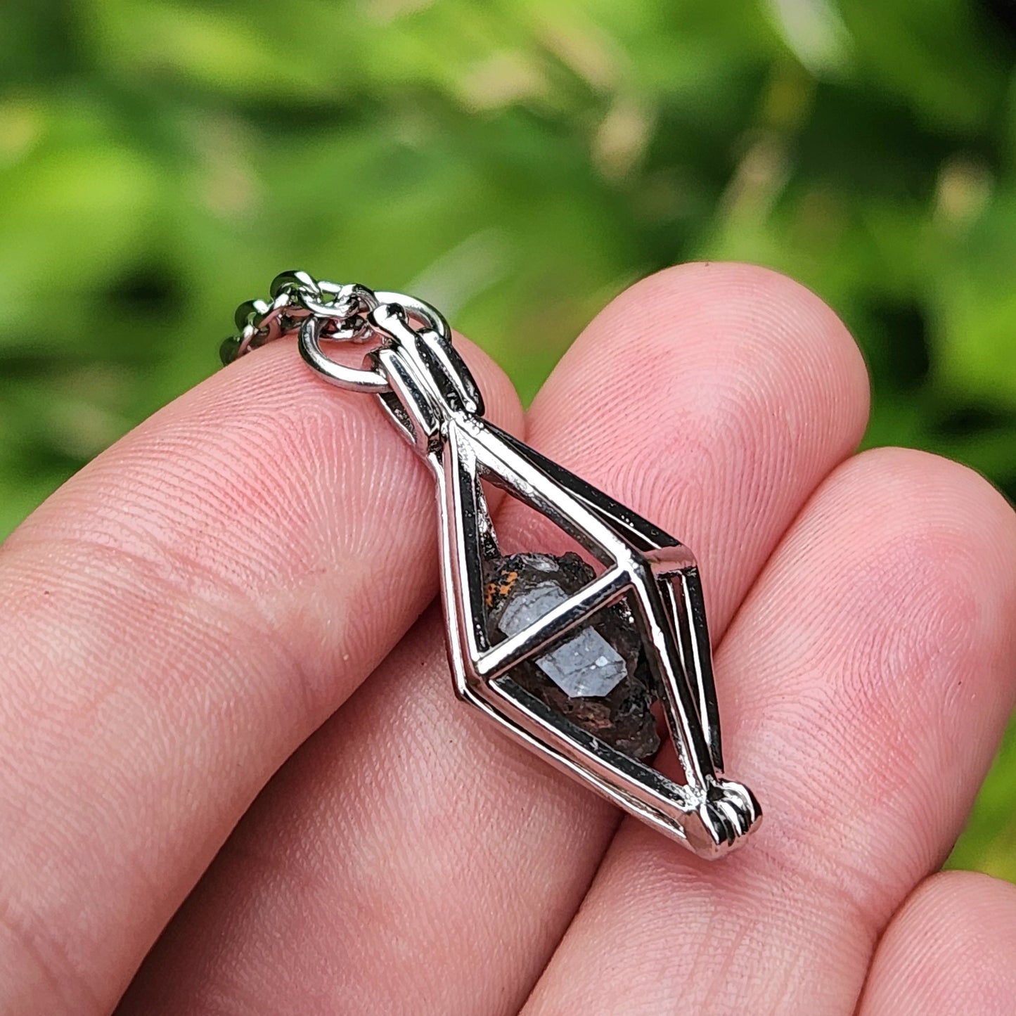 Herkimer Diamond & Anthraxolite Pendant