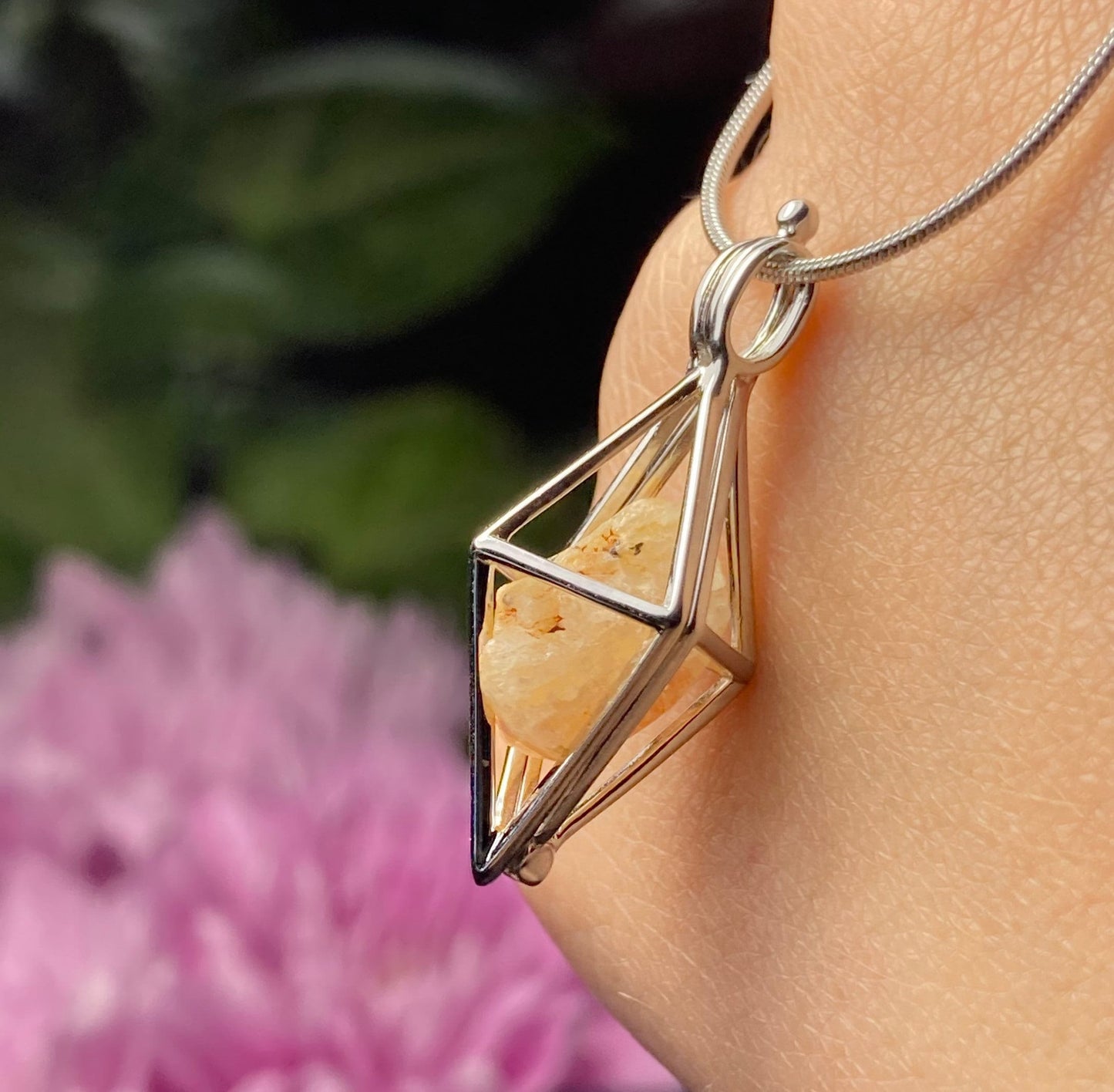 Golden Phenacite Pendant, Nigerian Phenacite Sterling Silver Necklace, Phenacite Necklace