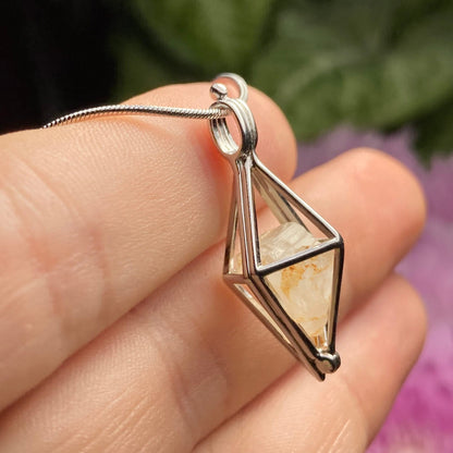 Golden Phenacite Pendant, Nigerian Phenacite Sterling Silver Necklace, Phenacite Necklace
