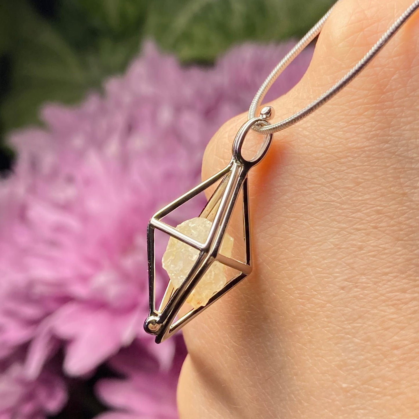 Golden Phenacite Pendant, Nigerian Phenacite Sterling Silver Necklace, Phenacite Necklace