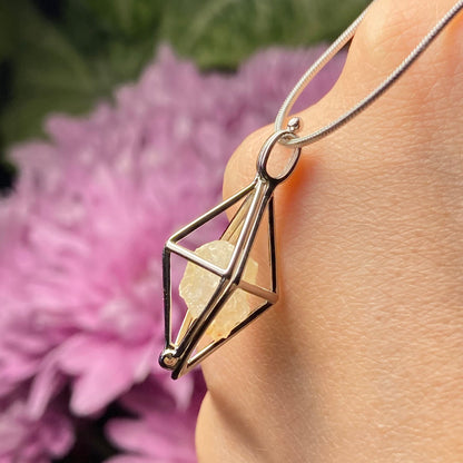 Golden Phenacite Pendant, Nigerian Phenacite Sterling Silver Necklace, Phenacite Necklace