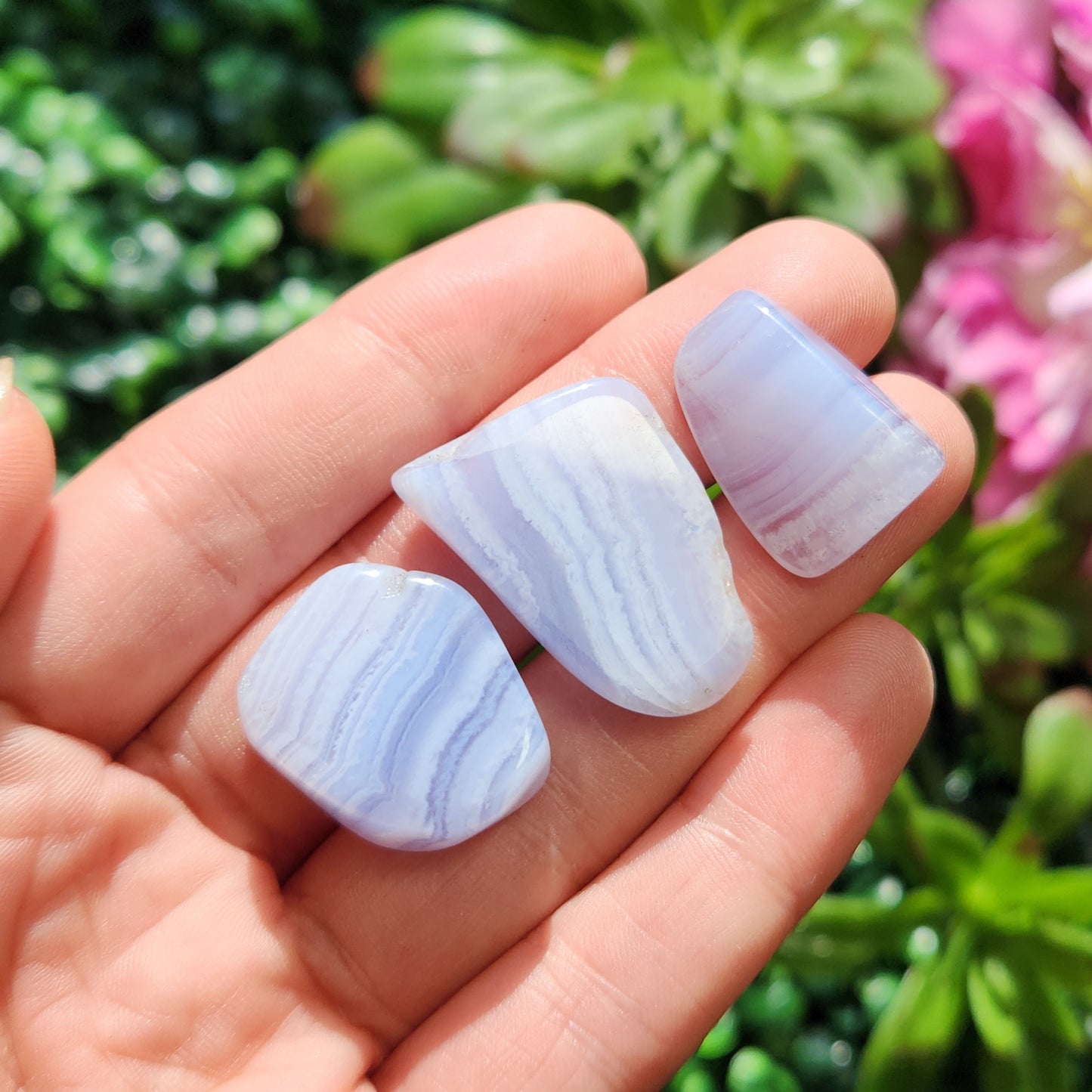 Blue Lace Agate Polished Specimen (0.75"), Namibian Blue Lace Agate, Namibia Blue Agate Crystal