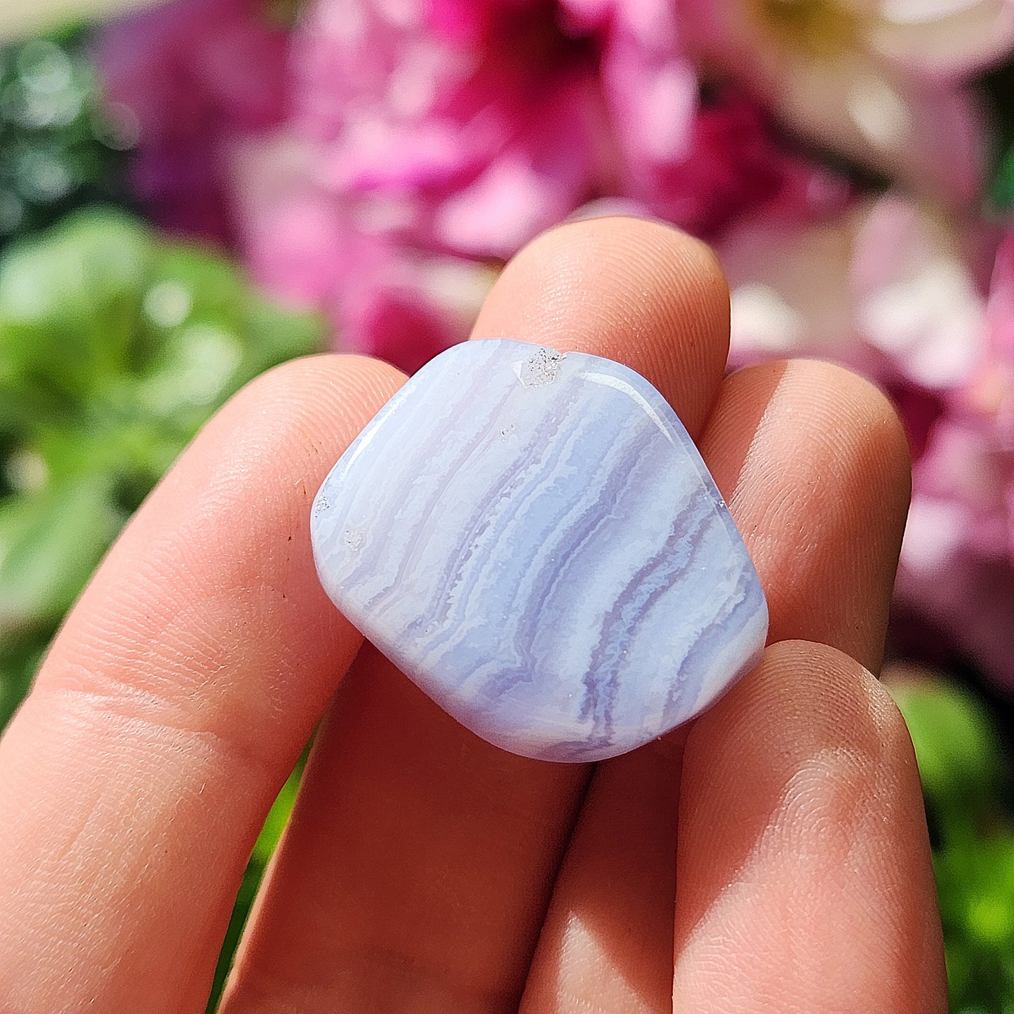 Blue Lace Agate Polished Specimen (0.75"), Namibian Blue Lace Agate, Namibia Blue Agate Crystal
