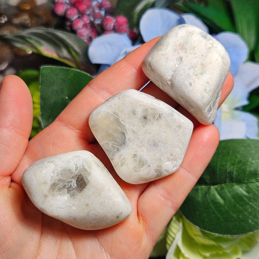 White Moonstone Palm Stone