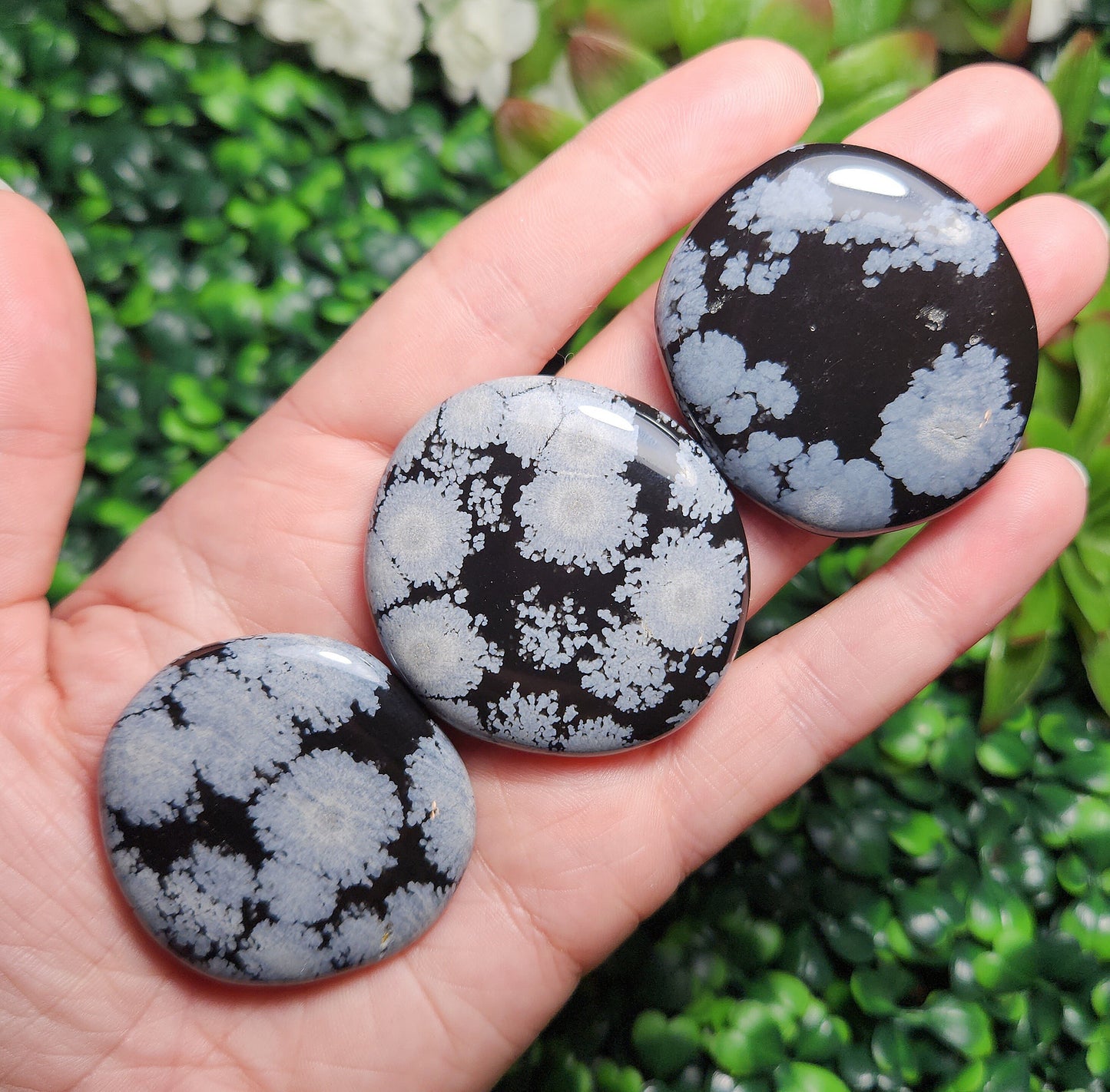 Snowflake Obsidian Palm Stone
