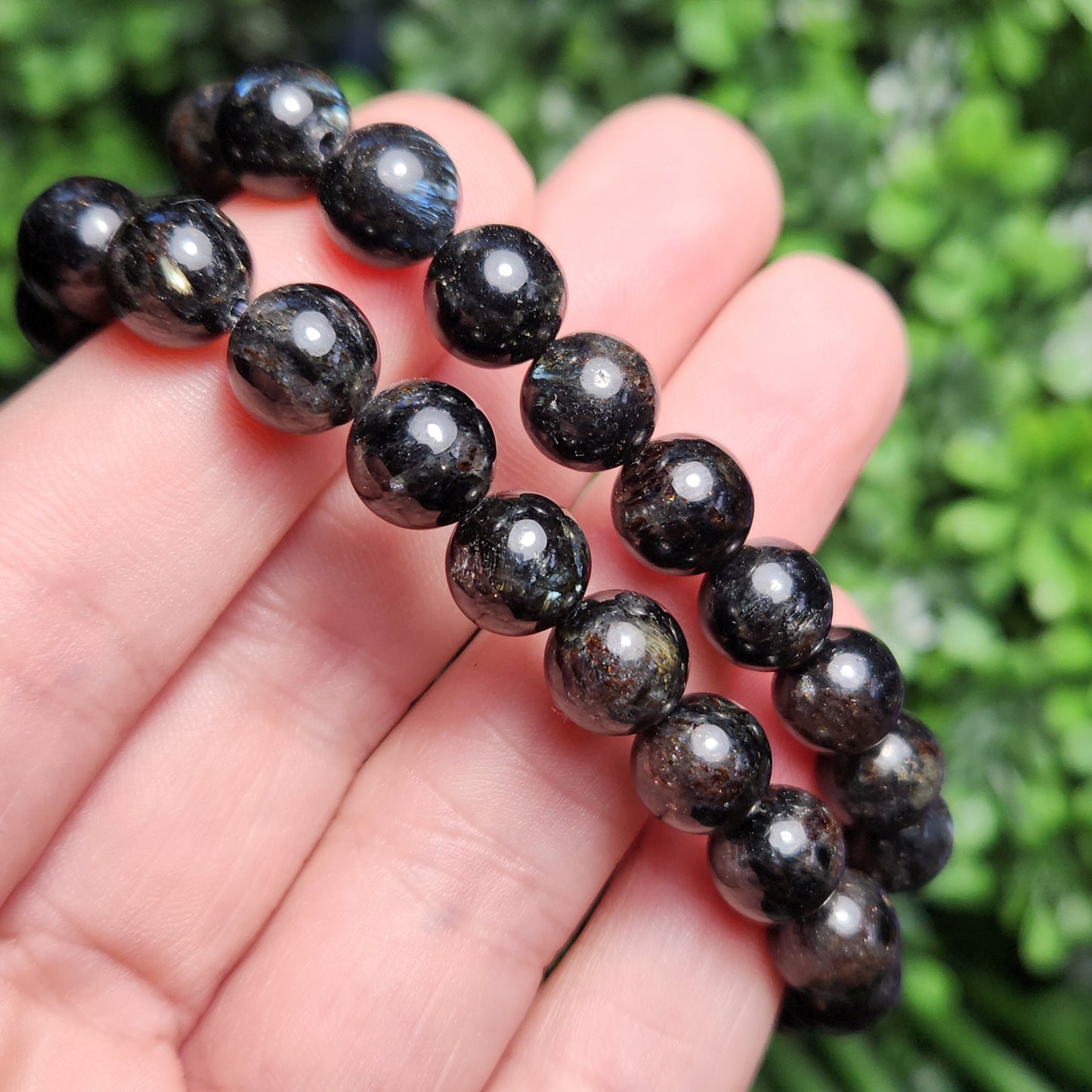 Nuummite Crystal Bracelet, Nuummite Beaded Gemstone Bracelet, Nuummite Jewelry, Coppernite Crystal
