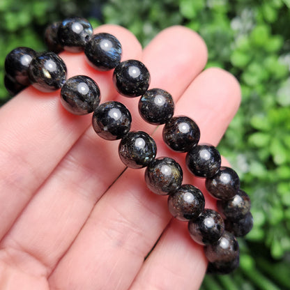 Nuummite Crystal Bracelet, Nuummite Beaded Gemstone Bracelet, Nuummite Jewelry, Coppernite Crystal