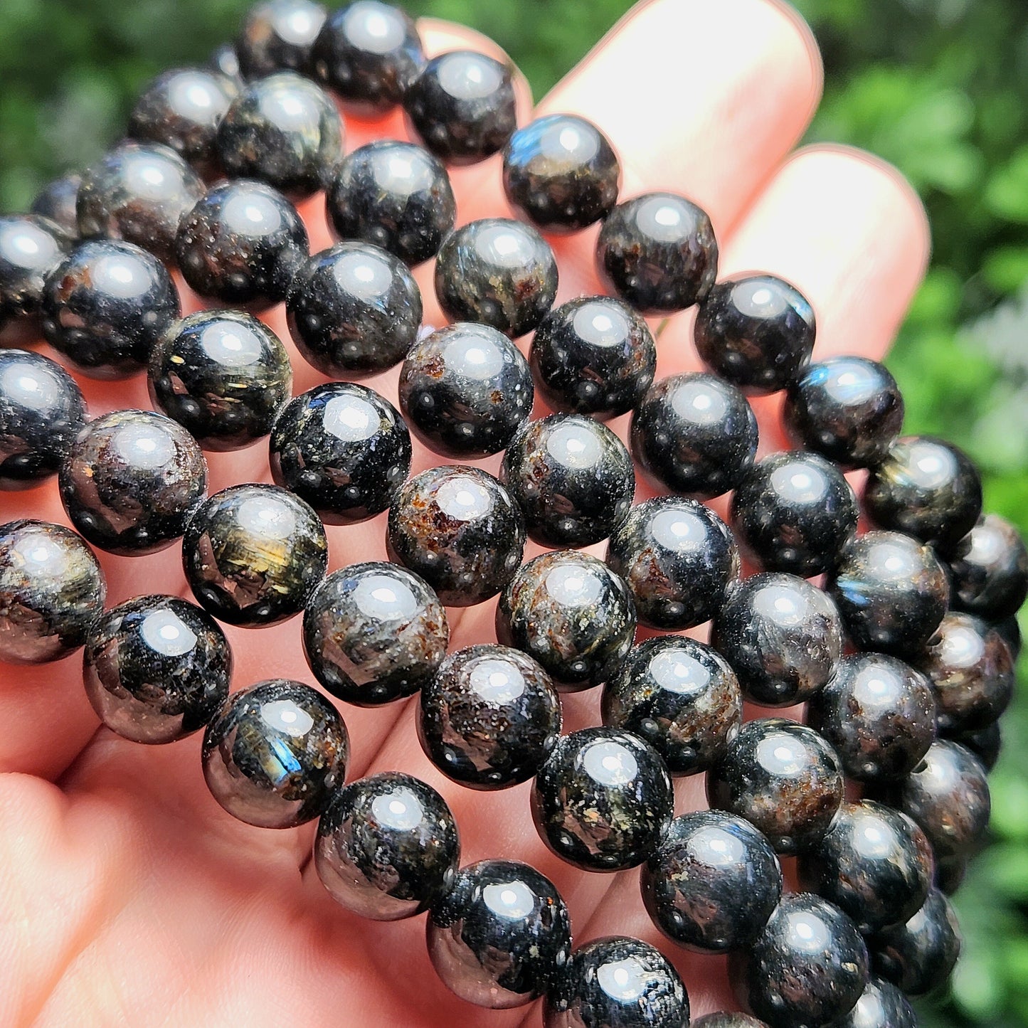 Nuummite Crystal Bracelet, Nuummite Beaded Gemstone Bracelet, Nuummite Jewelry, Coppernite Crystal
