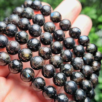 Nuummite Crystal Bracelet, Nuummite Beaded Gemstone Bracelet, Nuummite Jewelry, Coppernite Crystal