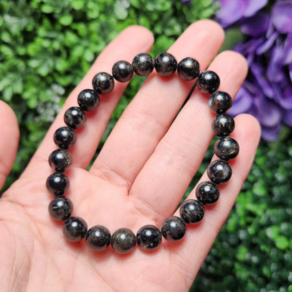 Nuummite Crystal Bracelet, Nuummite Beaded Gemstone Bracelet, Nuummite Jewelry, Coppernite Crystal