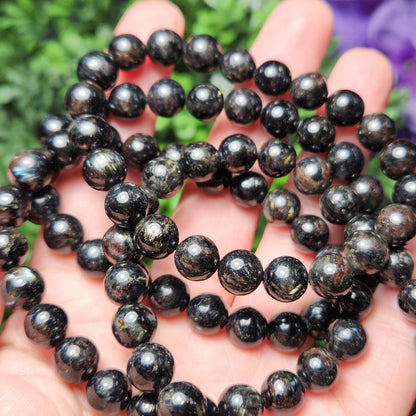 Nuummite Crystal Bracelet, Nuummite Beaded Gemstone Bracelet, Nuummite Jewelry, Coppernite Crystal