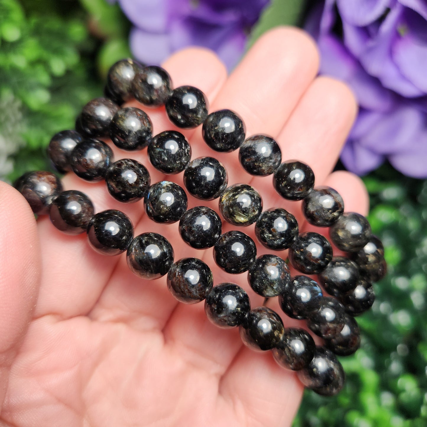 Nuummite Crystal Bracelet, Nuummite Beaded Gemstone Bracelet, Nuummite Jewelry, Coppernite Crystal