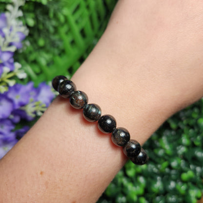 Nuummite Crystal Bracelet, Nuummite Beaded Gemstone Bracelet, Nuummite Jewelry, Coppernite Crystal