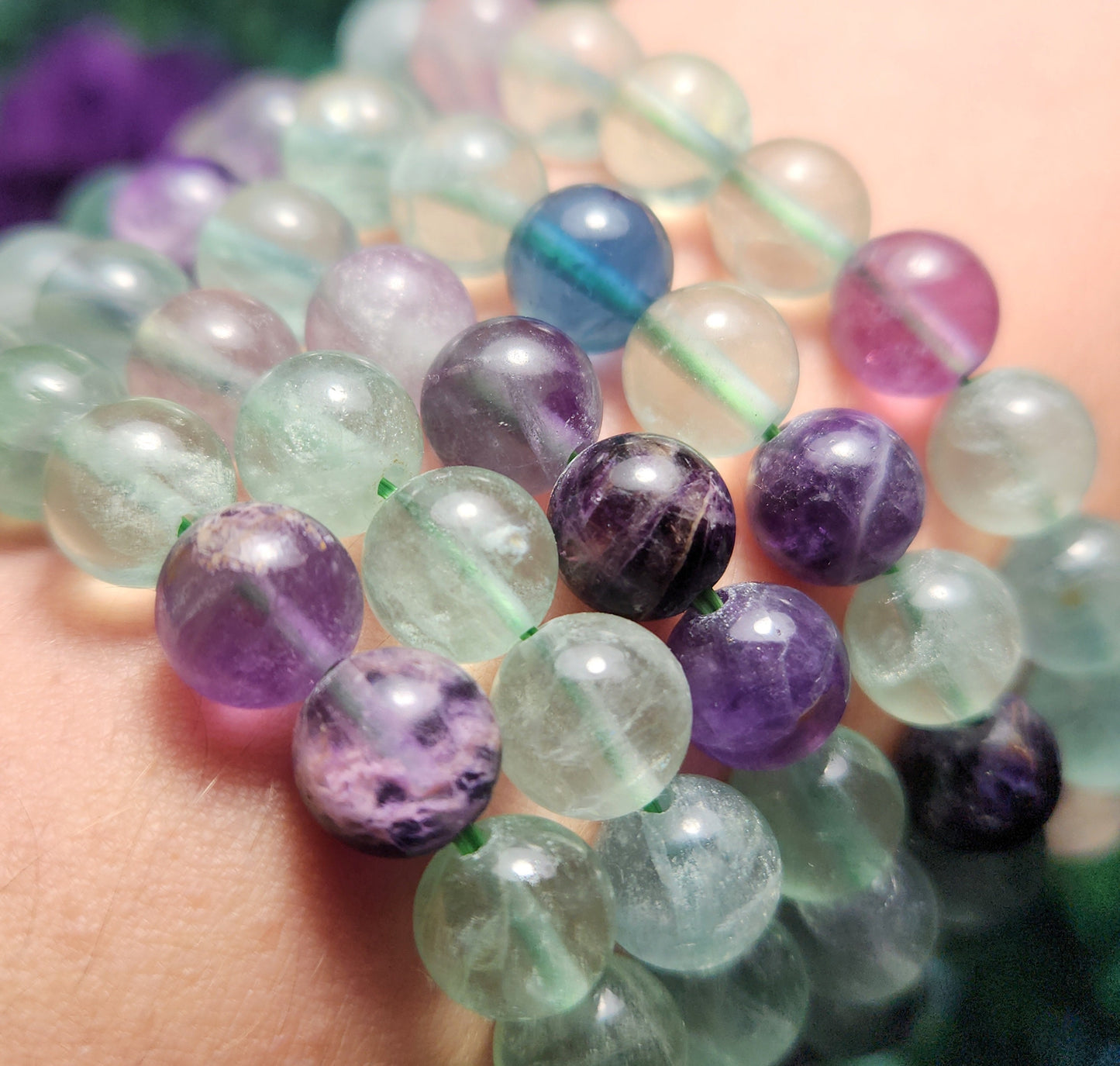 UV Reactive Rainbow Fluorite Bracelet