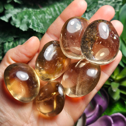 Natural Citrine Palm Stone, Smoky Citrine Palm Stone
