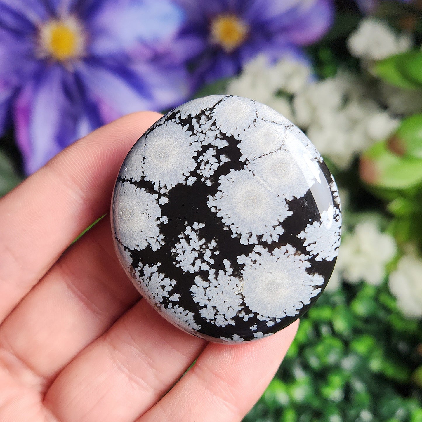 Snowflake Obsidian Palm Stone