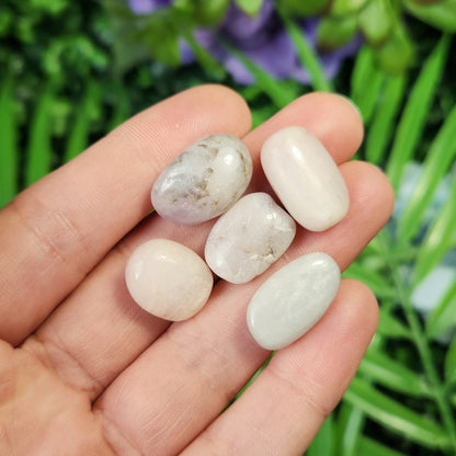 White Kunzite Tumbled Stone: Natural Spodumene Crystal, Polished Spodumene Specimens from Brazil