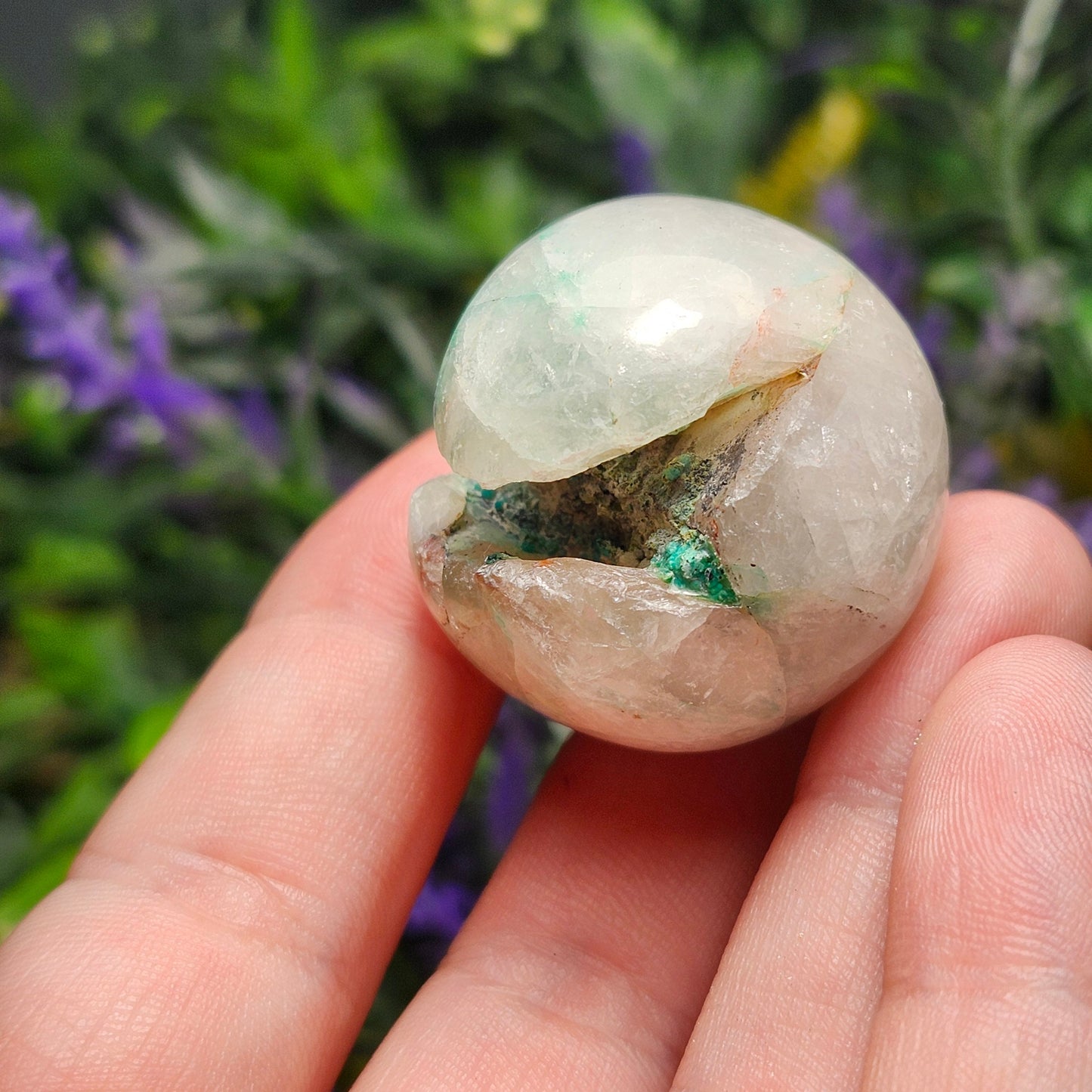Chrysocolla in Quartz Sphere