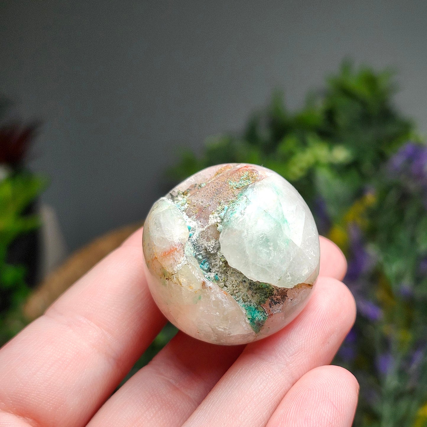Chrysocolla in Quartz Sphere
