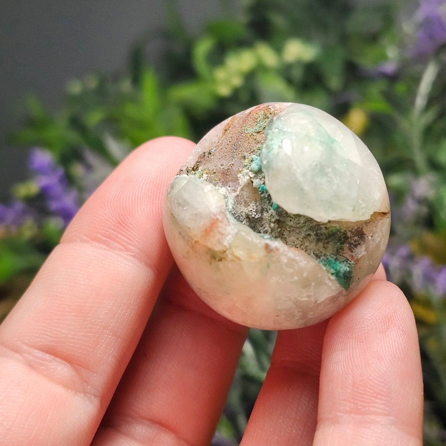 Chrysocolla in Quartz Sphere