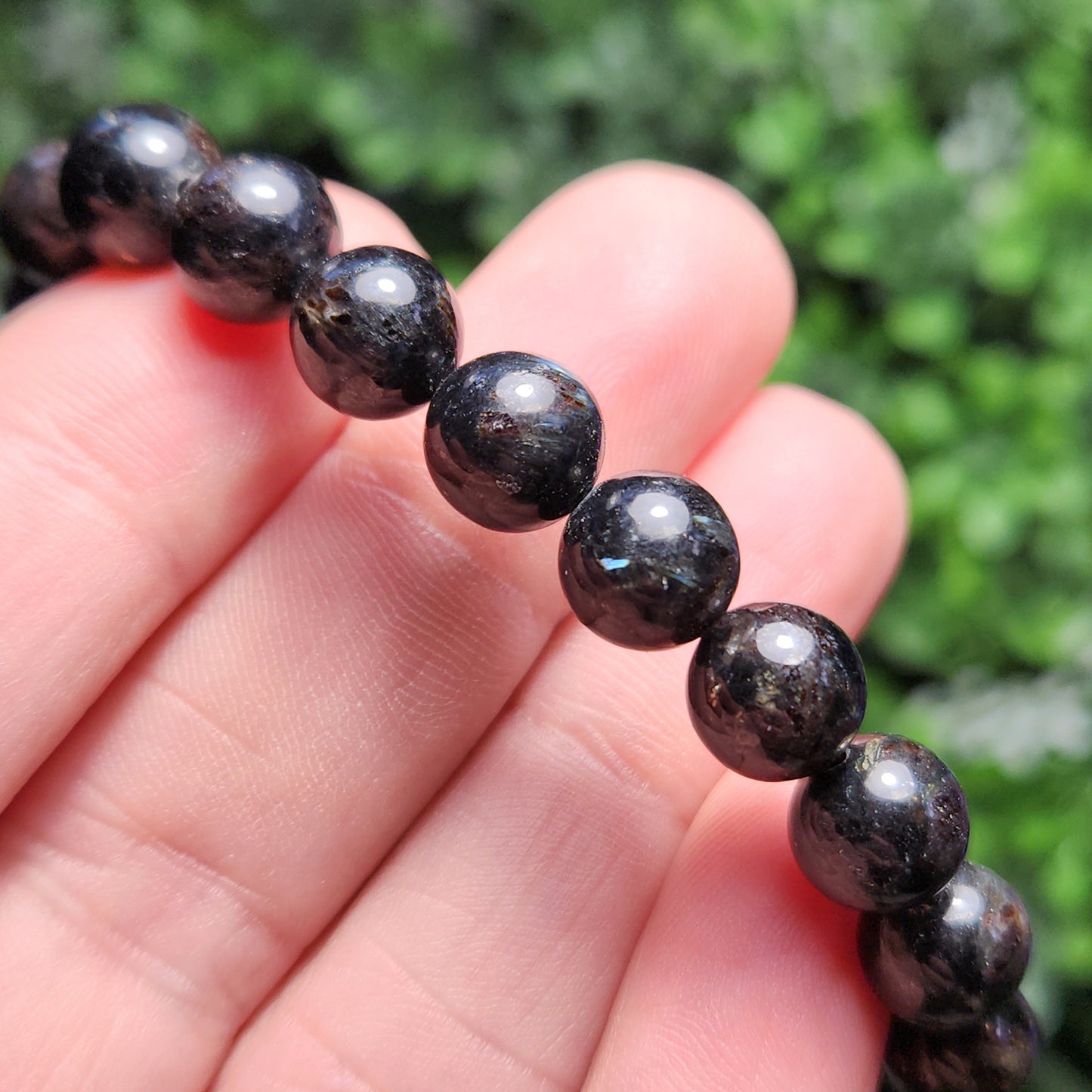 Nuummite Crystal Bracelet, Nuummite Beaded Gemstone Bracelet, Nuummite Jewelry, Coppernite Crystal