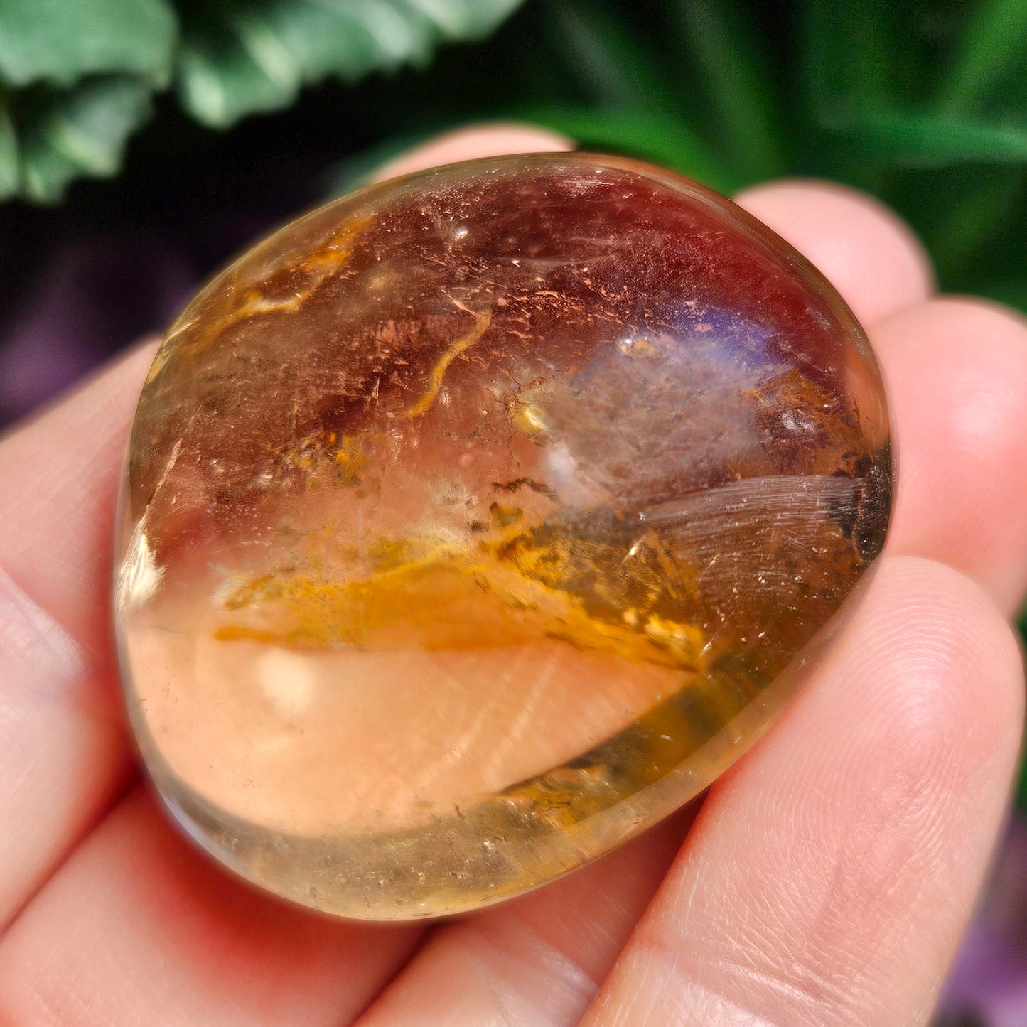 Natural Citrine Palm Stone, Smoky Citrine Palm Stone