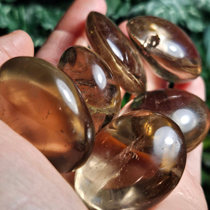 Natural Citrine Palm Stone, Smoky Citrine Palm Stone