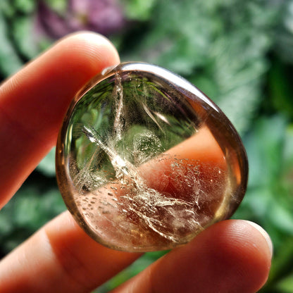 Natural Citrine Palm Stone, Smoky Citrine Palm Stone