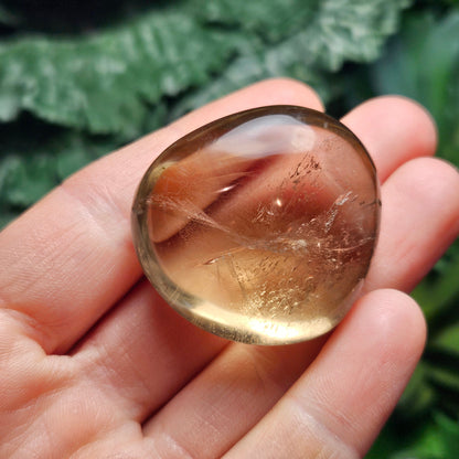 Natural Citrine Palm Stone, Smoky Citrine Palm Stone