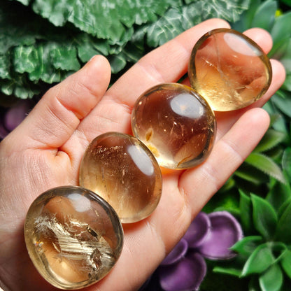 Natural Citrine Palm Stone, Smoky Citrine Palm Stone