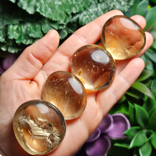 Natural Citrine Palm Stone, Smoky Citrine Palm Stone